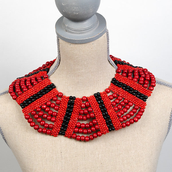 Ruby African Beaded Necklace