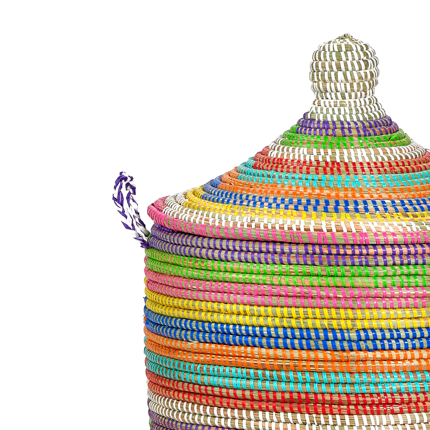 Large Multicolor Stripe Lidded Storage Hamper