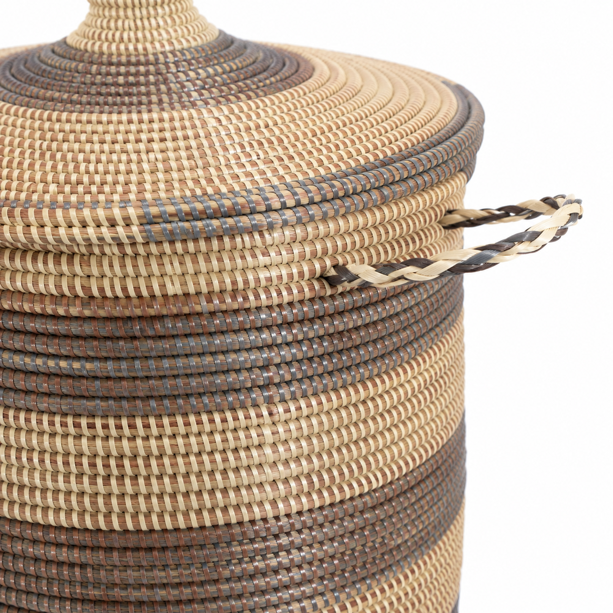Silver and Cream Adji Lidded Storage Hamper