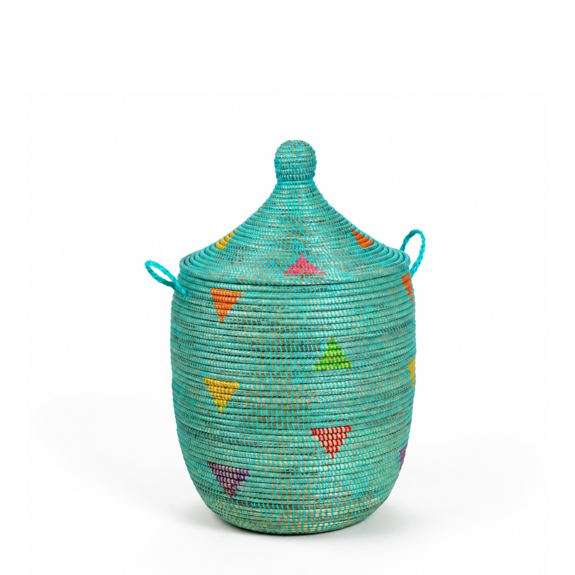 Aqua Geometric Lidded Storage Hamper