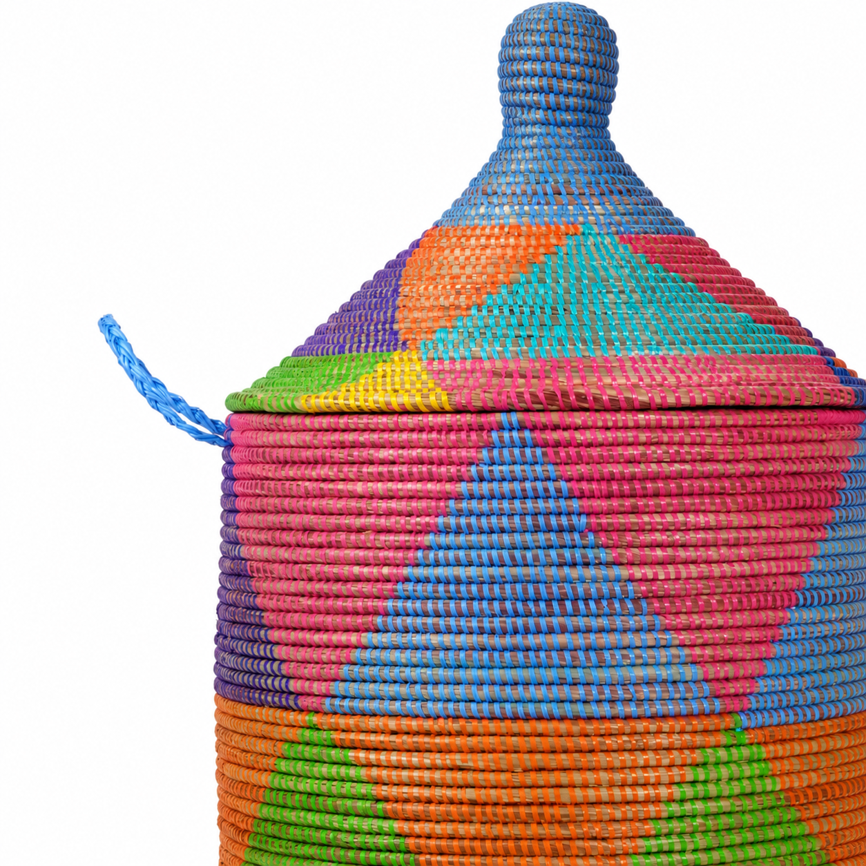 Tall Multicolor Diamond Lidded Storage Hamper