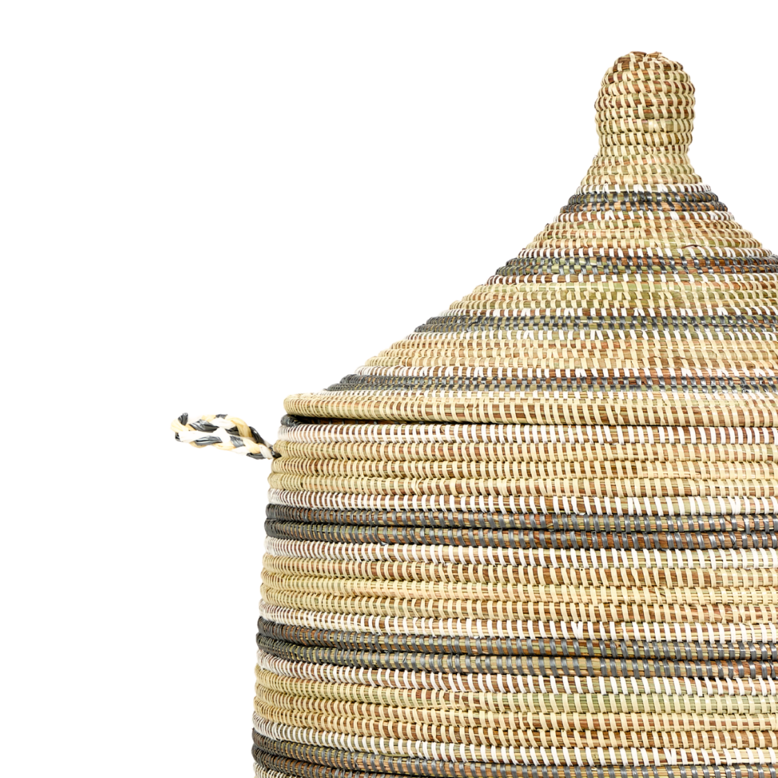 Large Silver, Cream, and White Striped Storage Hamper