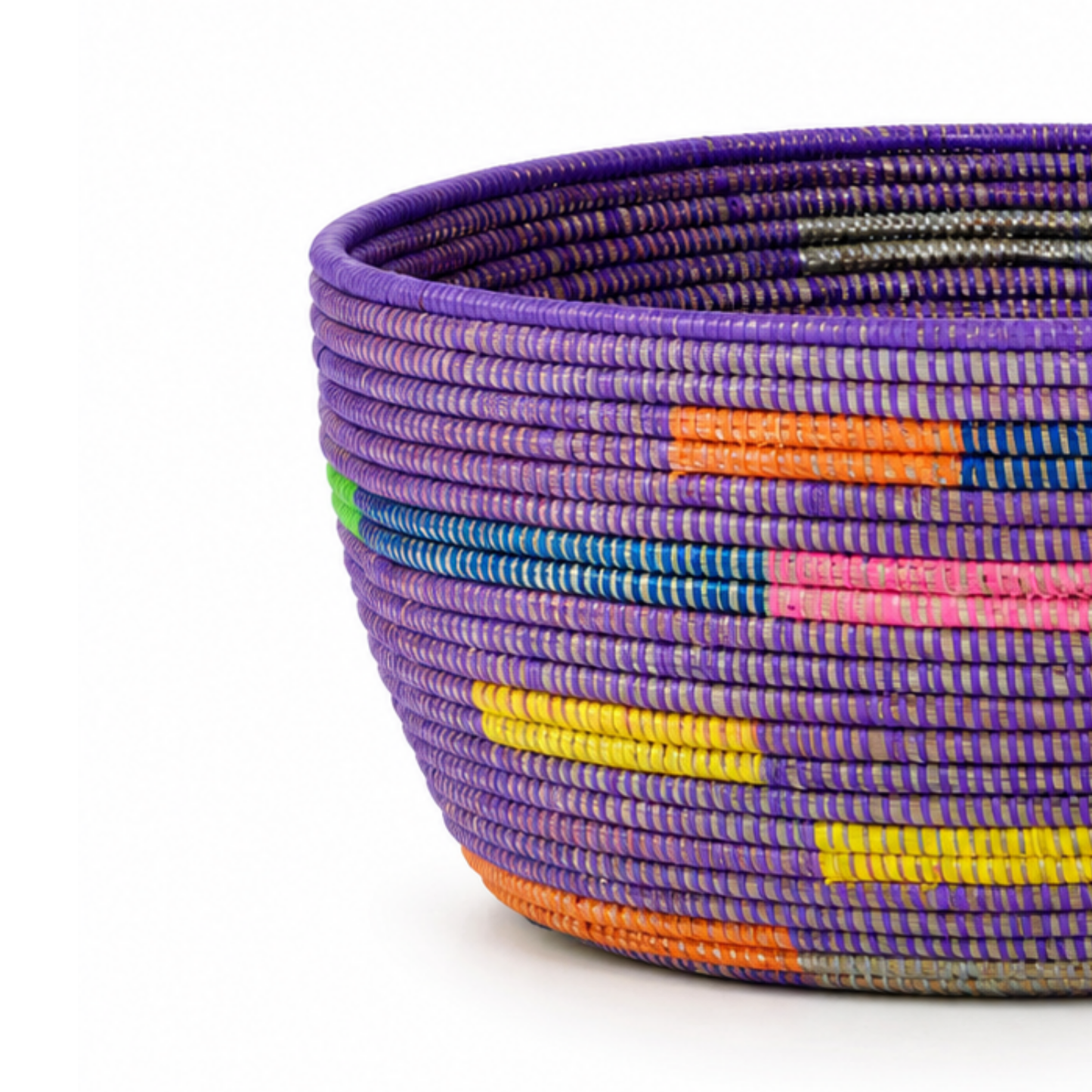 Oval Purple Basket with Multicolor Accents