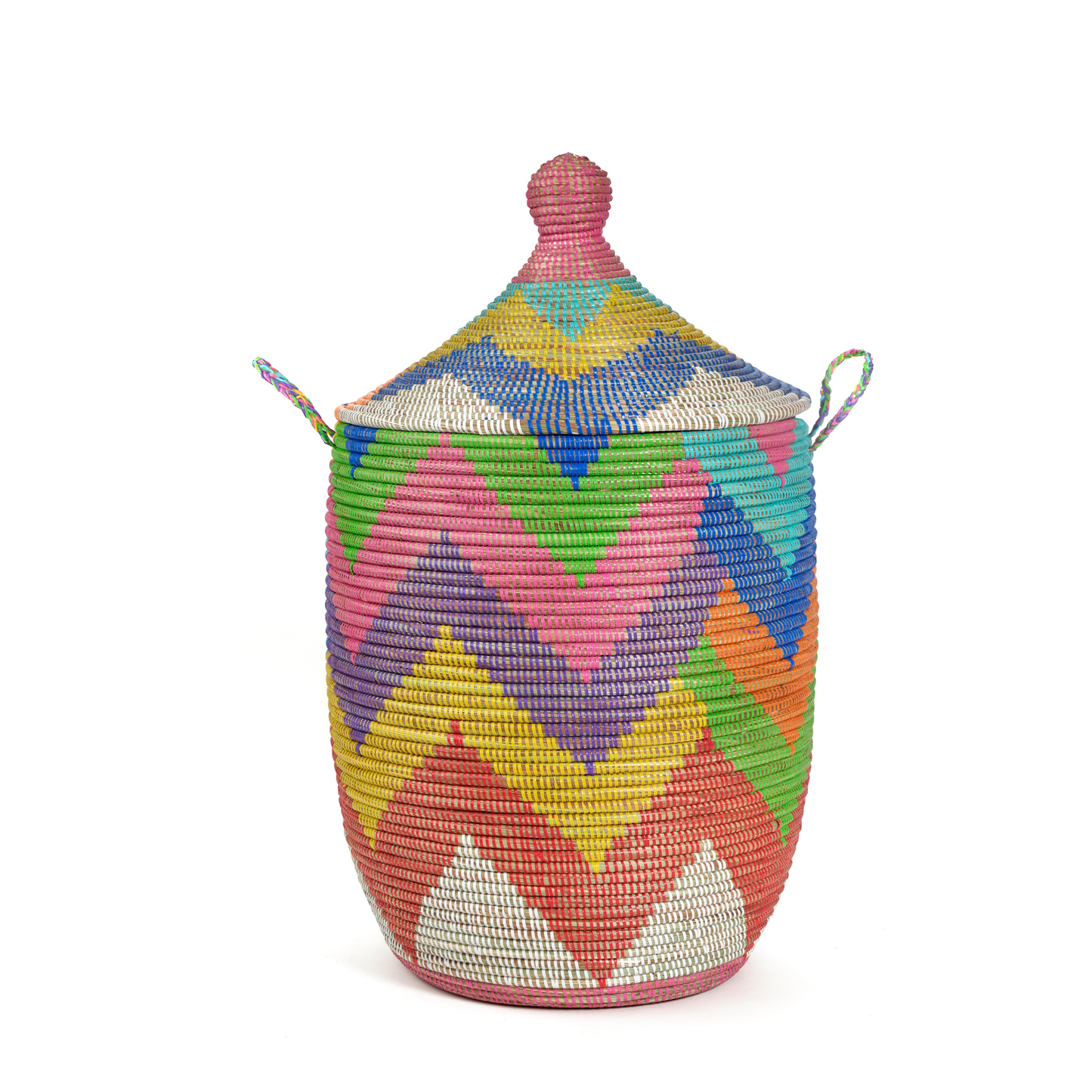 Multicolor Chevron Lidded Storage Hamper