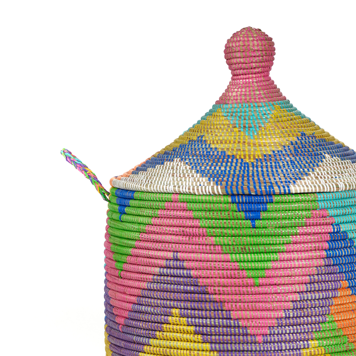 Multicolor Chevron Lidded Storage Hamper
