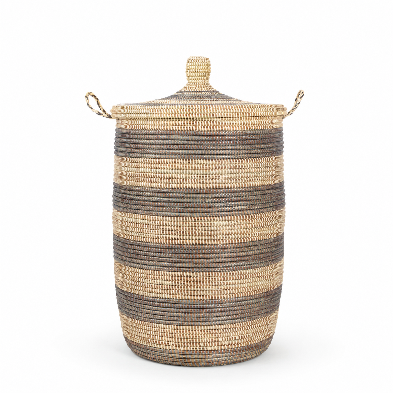 Silver and Cream Adji Lidded Storage Hamper