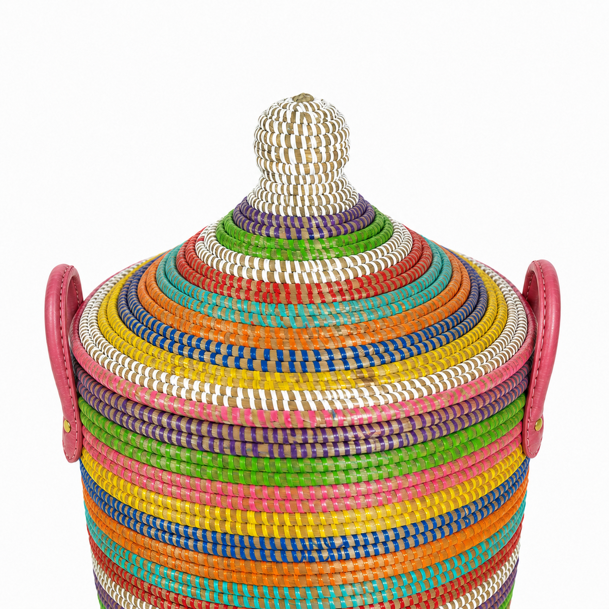 Large Multicolor Stripe Lidded Storage Hamper