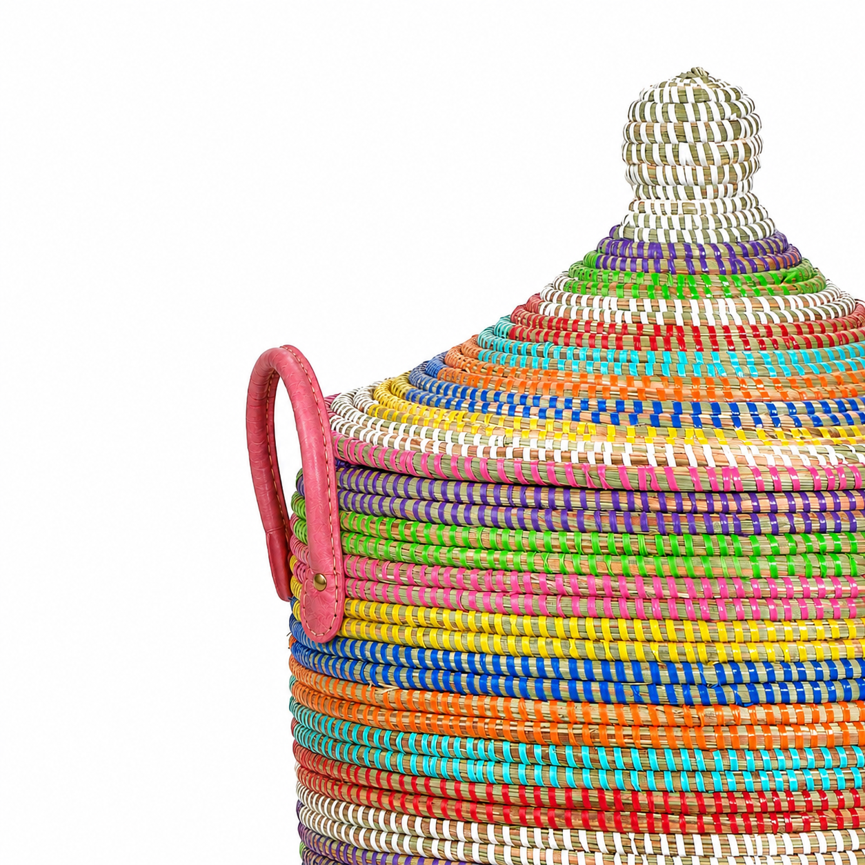 Large Multicolor Stripe Lidded Storage Hamper