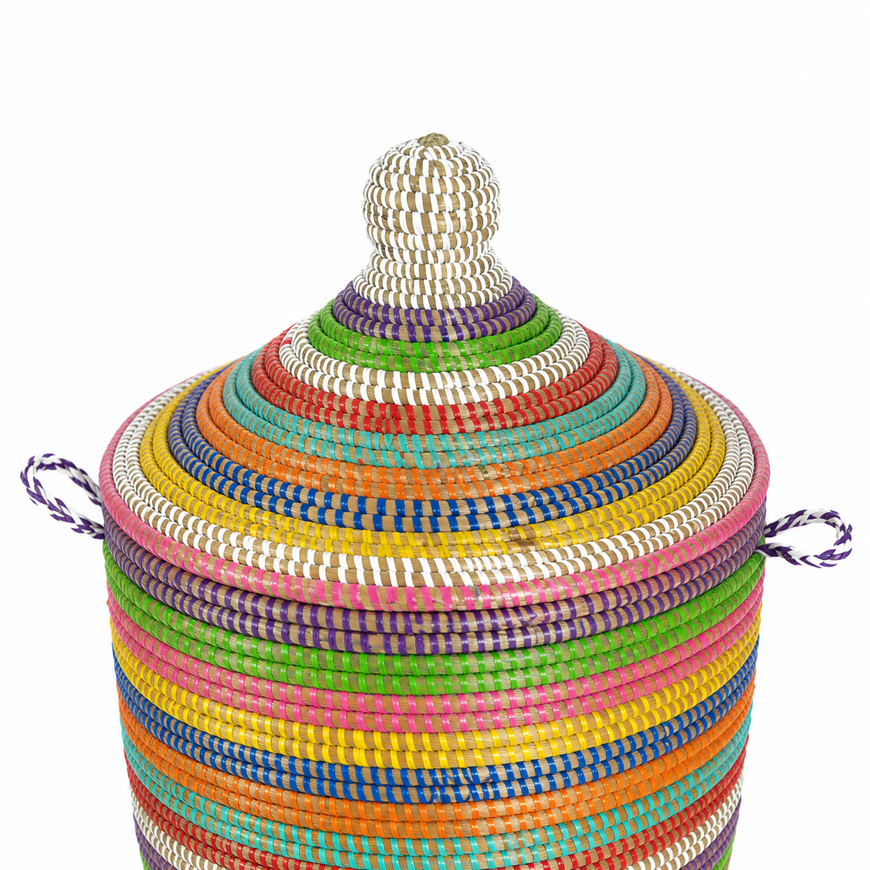 Large Multicolor Stripe Lidded Storage Hamper